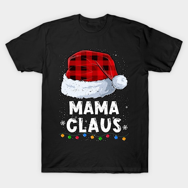 Mama Claus Red Plaid Christmas Santa Family Matching Pajama T-Shirt by tabaojohnny